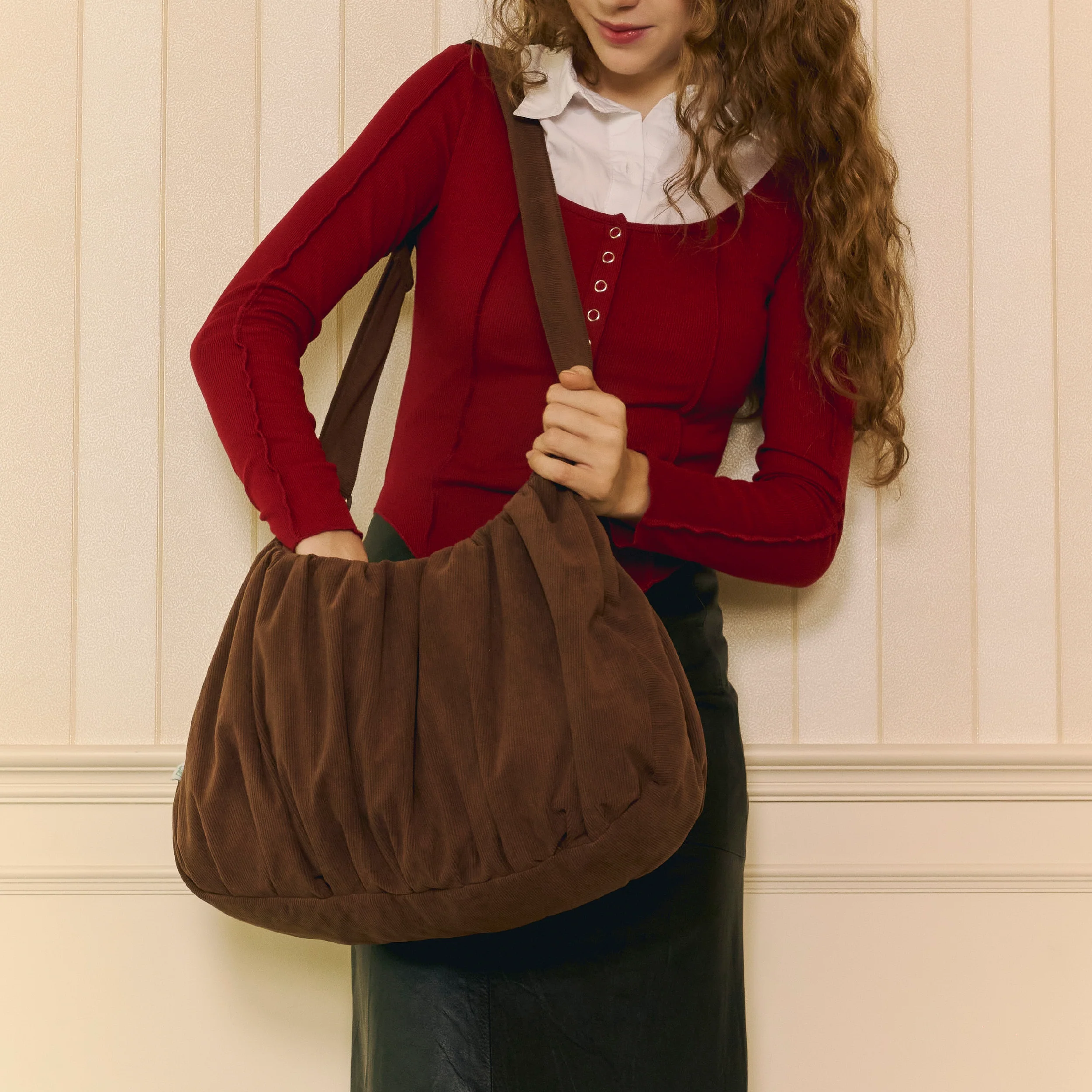 Large Croissant Sling (Corduroy Espresso) - Image 4